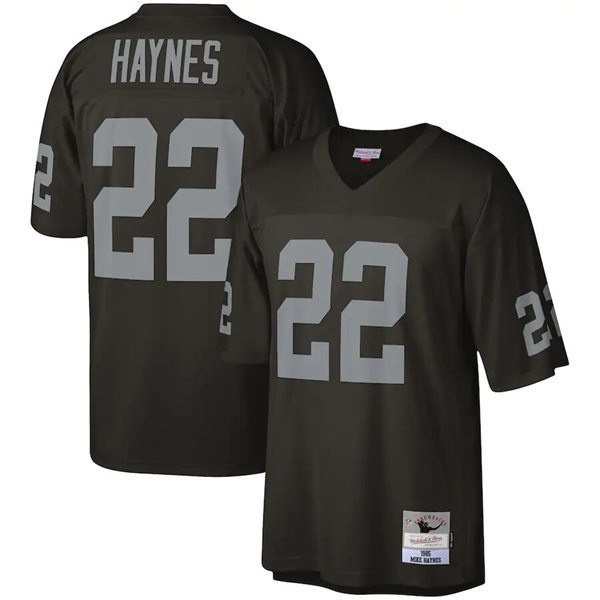  Mens Oakland Raiders #22 Mike Haynes Black Mitchell & Ness 1985 Legacy Throwback Jersey 