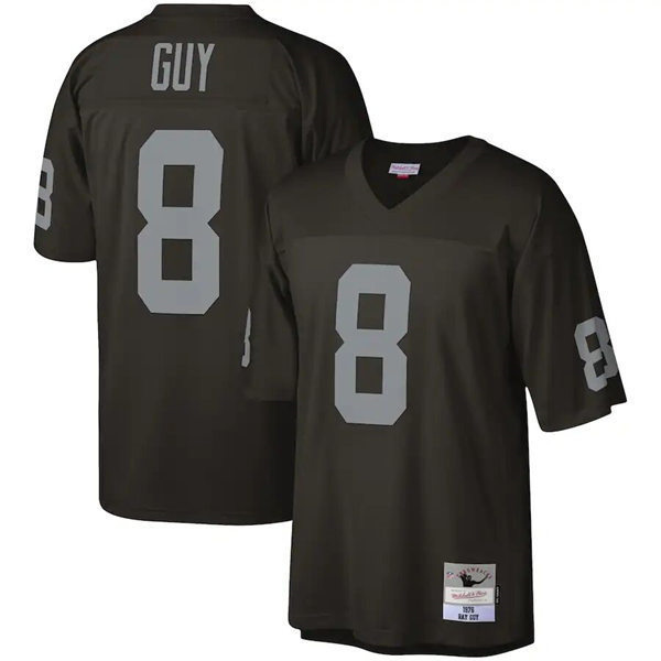  Mens Oakland Raiders #8 Ray Guy Black Mitchell & Ness 1976 Legacy Throwback Jersey 