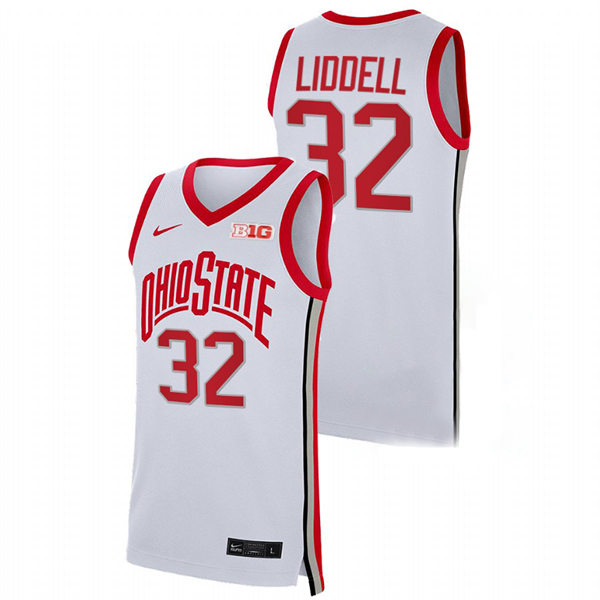  Mens Ohio State Buckeyes #32 E.J. Liddell Nike 2021 White Primary College Basketball Game Jersey