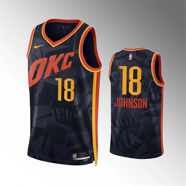  Mens Oklahoma City Thunder #18 Keyontae Johnson Black 2023-24 City Edition Swingman Jersey 