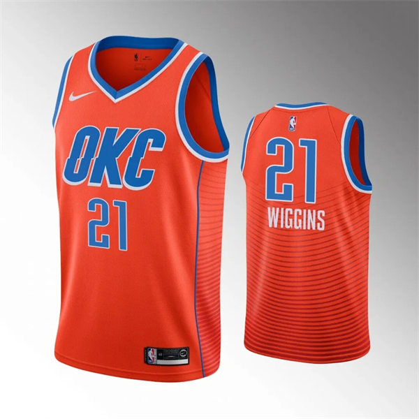  Mens Oklahoma City Thunder #21 Aaron Wiggins Orange Statement Edition Jersey 