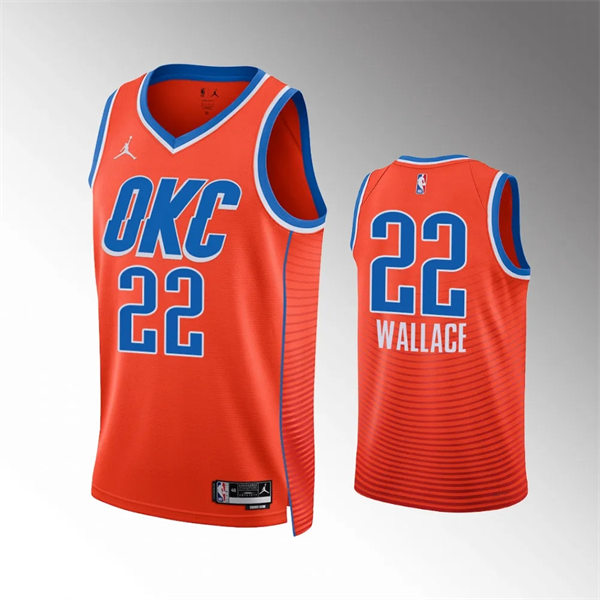  Mens Oklahoma City Thunder #22 Cason Wallace Orange Statement Edition Jersey 