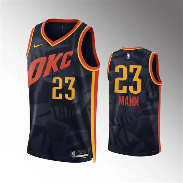 Mens Oklahoma City Thunder #23 Tre Mann Black 2023-24 City Edition Swingman Jersey 