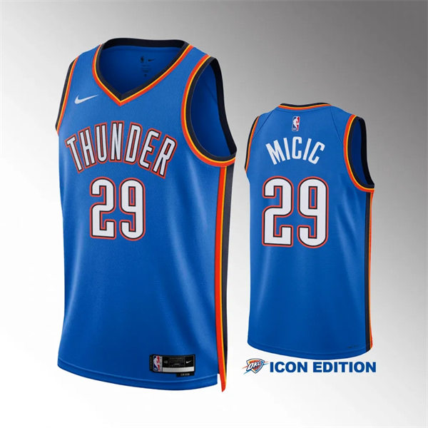  Mens Oklahoma City Thunder #29 Vasilije Micic Blue Icon Edition Jersey 