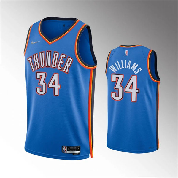  Mens Oklahoma City Thunder #34 Kenrich Williams Blue Icon Edition Jersey 