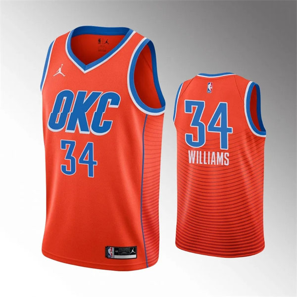  Mens Oklahoma City Thunder #34 Kenrich Williams Orange Statement Edition Jersey 