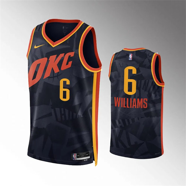  Mens Oklahoma City Thunder #6 Jaylin Williams Black 2023-24 City Edition Swingman Jersey 