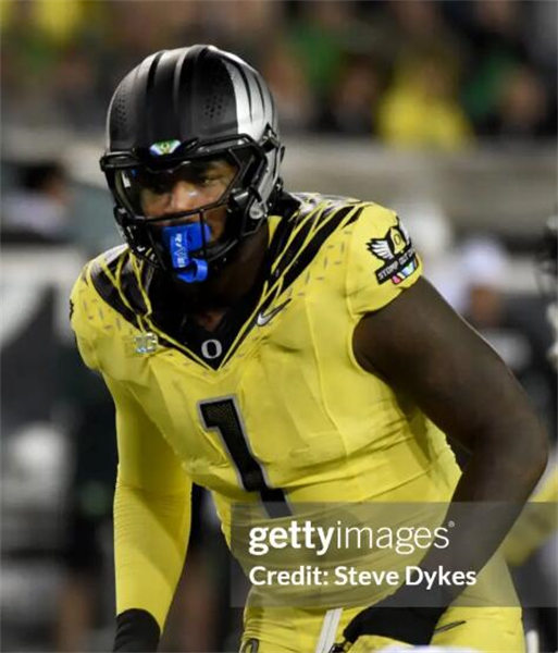  Mens Oregon Ducks #1 Jordan Burch 2024 BIG Ten Alternate Game Football Jersey Yellow 