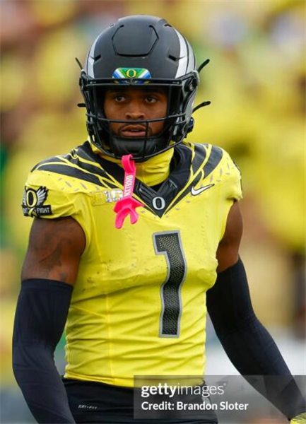  Mens Oregon Ducks #1 Traeshon Holden 2024 BIG Ten Alternate Game Football Jersey Yellow 