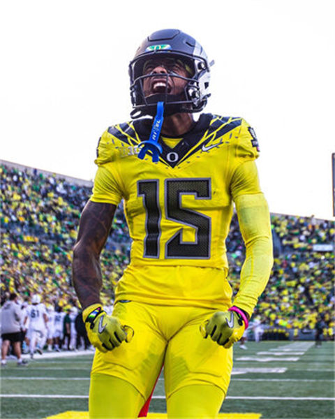  Mens Oregon Ducks #15 Tez Johnson 2024 BIG Ten Alternate Game Football Jersey Yellow 
