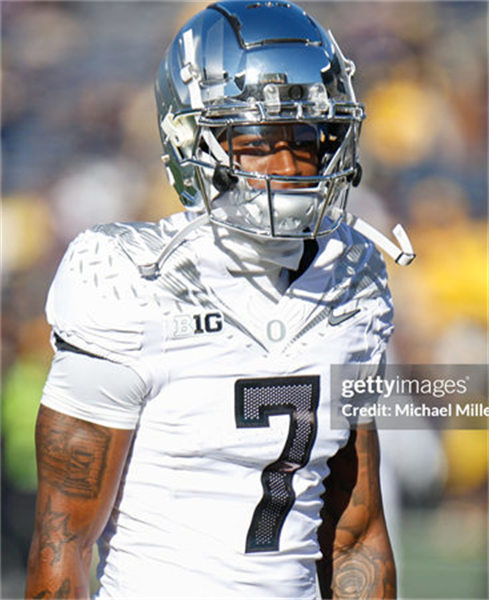  Mens Oregon Ducks #7 Evan Stewart 2024 BIG Ten Alternate Game Football Jersey  White 