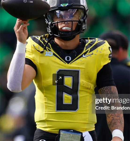  Mens Oregon Ducks #8 Dillon Gabriel 2024 BIG Ten Alternate Game Football Jersey Yellow 