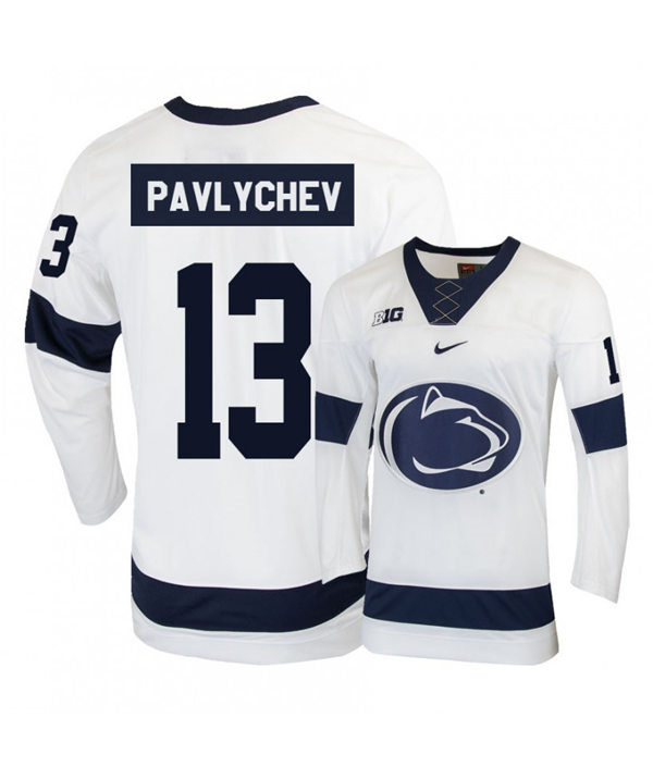  Mens Penn State Nittany Lions #13 Nikita Pavlychev Stitched Nike White Hockey Jersey
