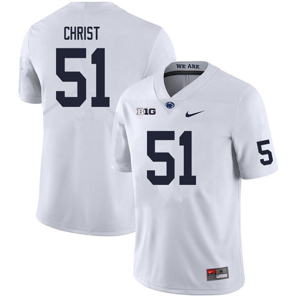 Mens Penn State Nittany Lions #51 Jimmy Christ Nike White with Name College Football Jersey