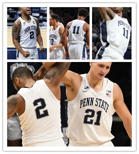 Mens Penn State Nittany Lions Custom Nike White College Basketball Game Jersey