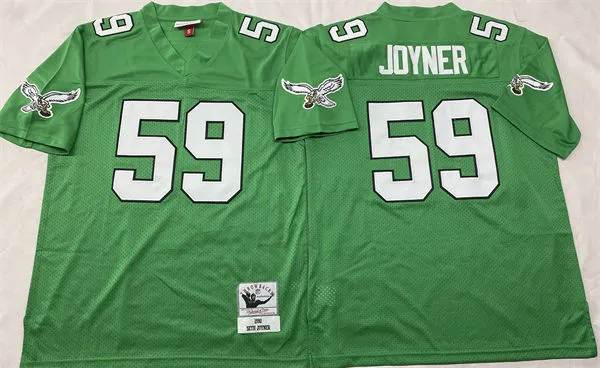  Mens Philadelphia Eagles #59 Seth Joyner 1990 Kelly Green throwback Jersey 