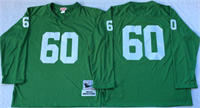  Mens Philadelphia Eagles #60 Chuck Bednarik 1960 Green Long-Sleeved Throwback Jersey 