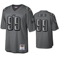  Mens Philadelphia Eagles #99 Jerome Brown Mitchell&Ness Throwback Charcoal Metal Legacy Jersey 