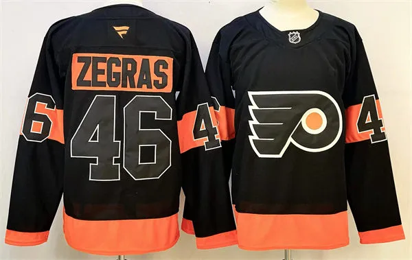  Mens Philadelphia Flyers #46 Trevor Zegras Fanatics Black Alternate Premium Jersey 