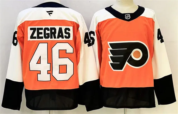 Mens Philadelphia Flyers #46 Trevor Zegras Fanatics Home Orange Player Jersey 