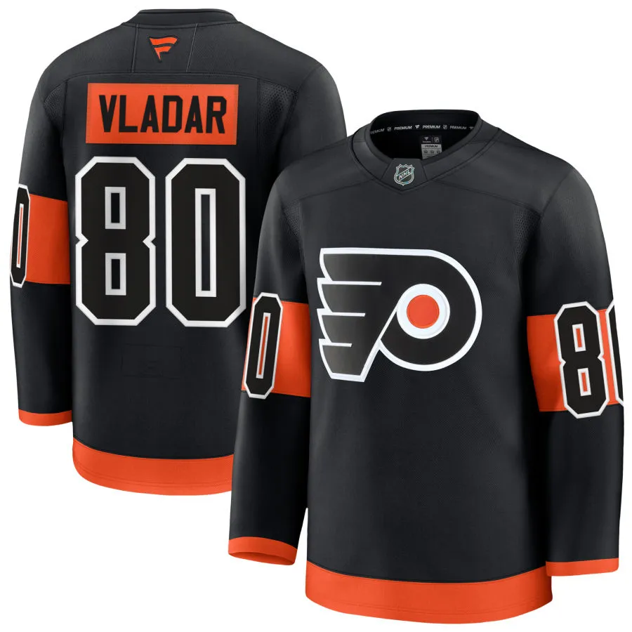  Mens Philadelphia Flyers #80 Daniel Vladar Fanatics Black Alternate Premium Jersey 
