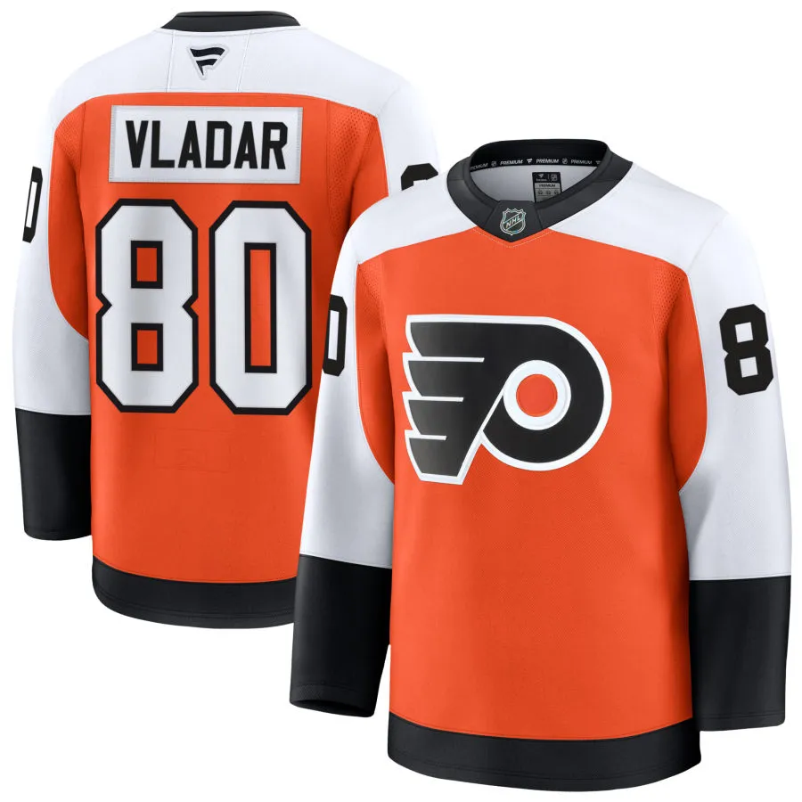 Mens Philadelphia Flyers #80 Daniel Vladar Fanatics Home Orange Player Jersey 