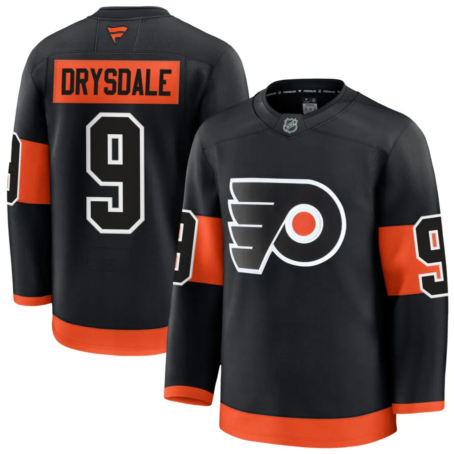  Mens Philadelphia Flyers #9 Jamie Drysdale Fanatics Black Alternate Premium Jersey 