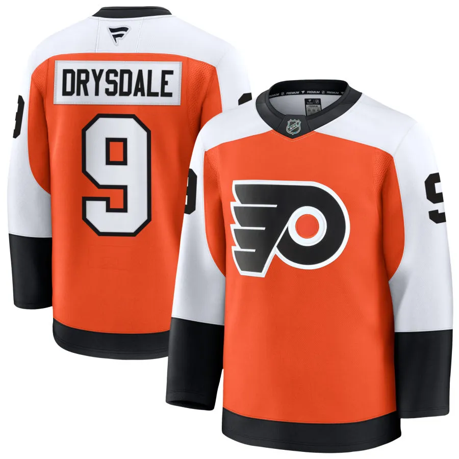  Mens Philadelphia Flyers #9 Jamie Drysdale Fanatics Home Orange Player Jersey 