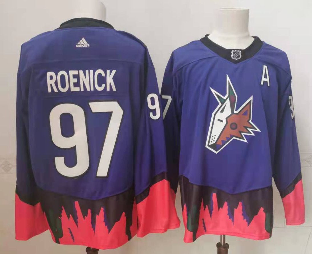  Mens Phoenix Coyotes #97 JEREMY ROENICK Adidas Purple 2021 Reverse Retro Jersey 