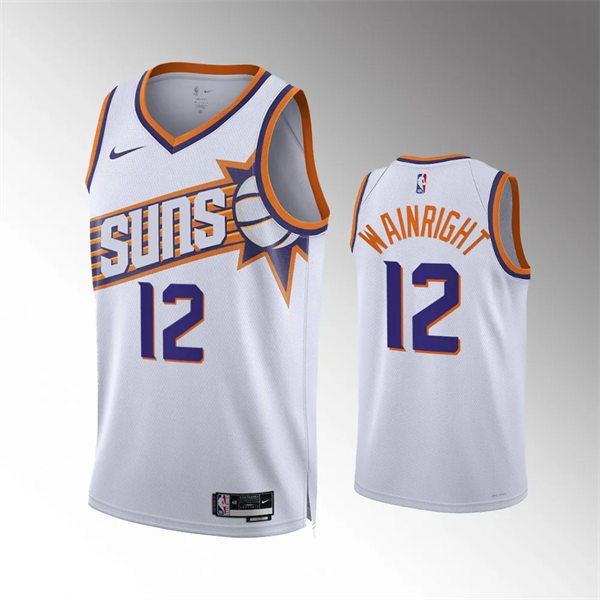  Mens Phoenix Suns #12 Ish Wainright 2023-24 White Association Edition Jersey 