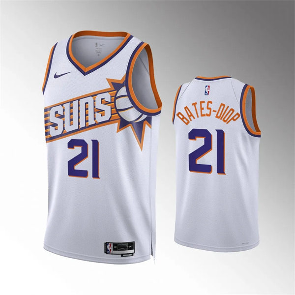  Mens Phoenix Suns #21 Keita Bates-Diop 2023-24 White Association Edition Jersey 
