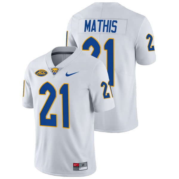  Mens Pittsburgh Panthers #21 Damarri Mathis White College Football Game Jersey 