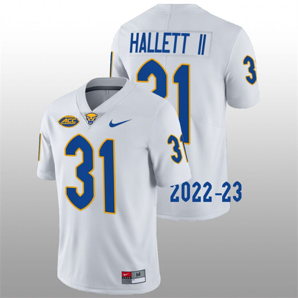  Mens Pittsburgh Panthers #31 Erick Hallett II White College Football Game Jersey 