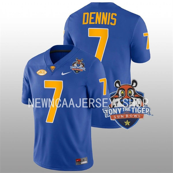  Mens Pittsburgh Panthers #7 SirVocea Dennis Royal College Football Game Jersey 