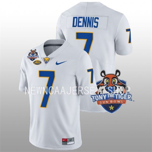  Mens Pittsburgh Panthers #7 SirVocea Dennis White College Football Game Jersey 