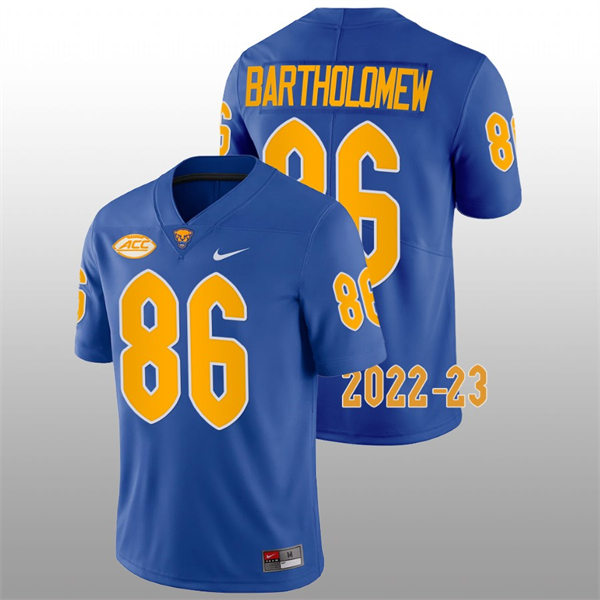  Mens Pittsburgh Panthers #86 Gavin Bartholomew Royal College Football Game Jersey 
