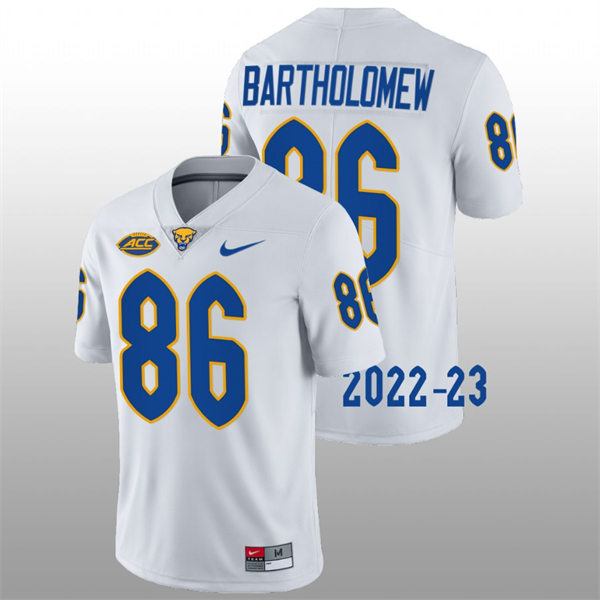  Mens Pittsburgh Panthers #86 Gavin Bartholomew White College Football Game Jersey 
