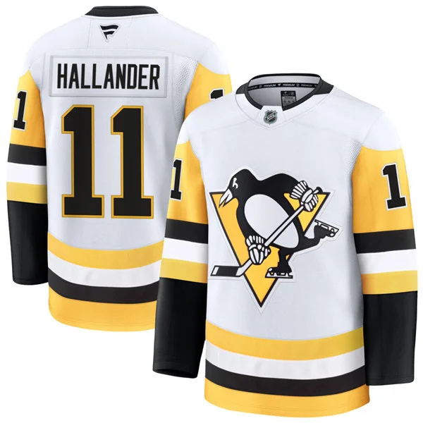  Mens Pittsburgh Penguins #11 Filip Hallander Fanatics Away White Premium Player Jersey 