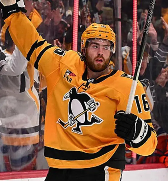  Mens Pittsburgh Penguins #16 Justin Brazeau Fanatics Gold Alternate Premium Player Jersey 