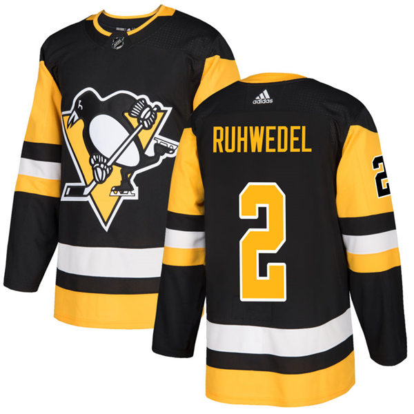  Mens Pittsburgh Penguins #2 Chad Ruhwedel adidas Home Black Player Jersey 