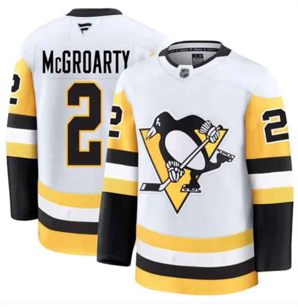  Mens Pittsburgh Penguins #2 Rutger McGroarty Fanatics Away White Premium Player Jersey 