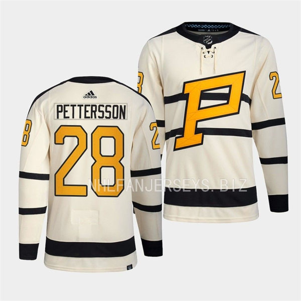  Mens Pittsburgh Penguins #28 Marcus Pettersson 2023 Winter Classic Player Jersey Cream 