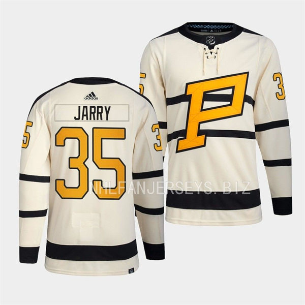  Mens Pittsburgh Penguins #35 Tristan Jarry 2023 Winter Classic Player Jersey Cream 
