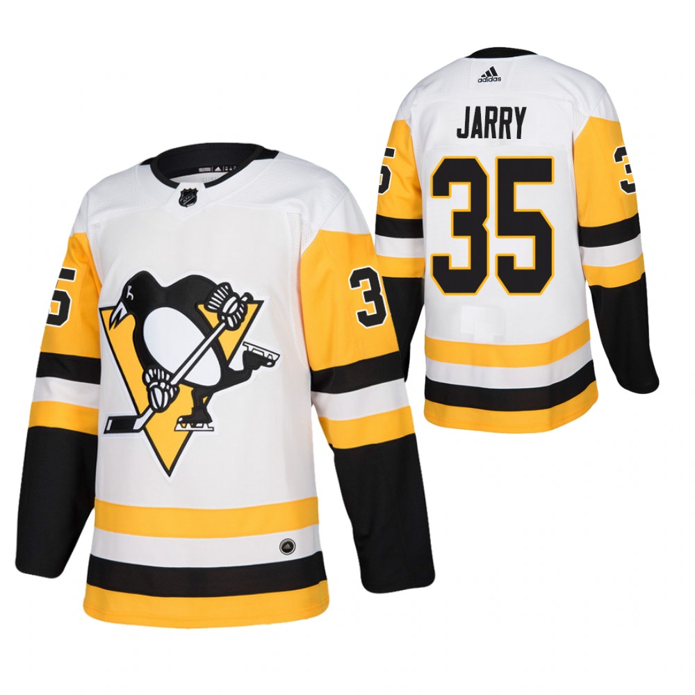  Mens Pittsburgh Penguins #35 Tristan Jarry adidas Away White Player Jersey 