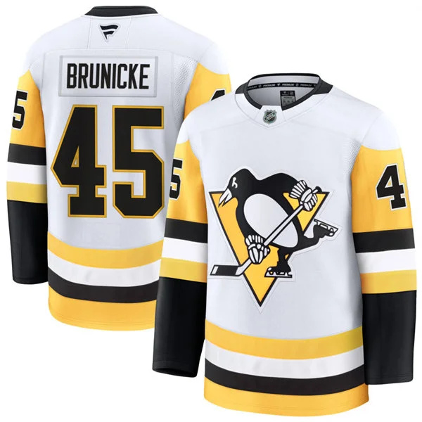  Mens Pittsburgh Penguins #45 Harrison Brunicke Fanatics Away White Premium Player Jersey 