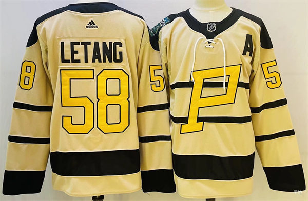  Mens Pittsburgh Penguins #58 Kris Letang 2023 Winter Classic Player Jersey Cream 