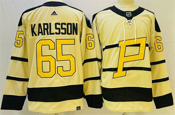  Mens Pittsburgh Penguins #65 Erik Karlsson 2023 Winter Classic Player Jersey Cream 