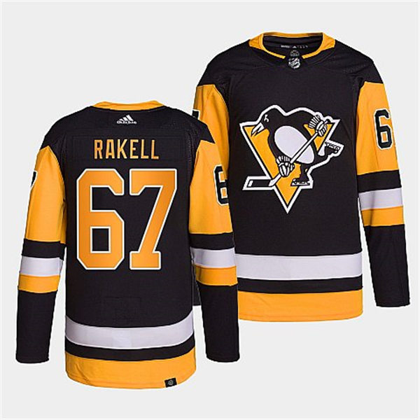  Mens Pittsburgh Penguins #67 Rickard Rakell adidas Home Black Player Jersey 