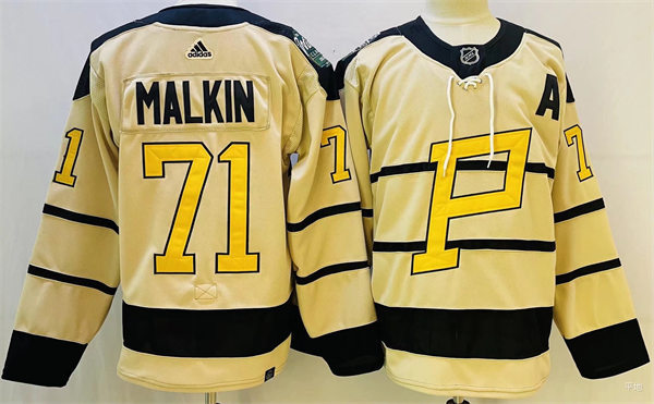  Mens Pittsburgh Penguins #71 Evgeni Malkin 2023 Winter Classic Player Jersey Cream 