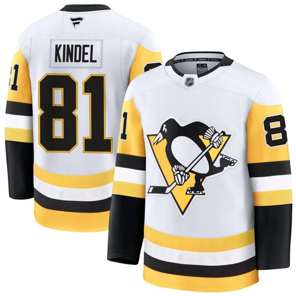  Mens Pittsburgh Penguins #81 Benjamin Kindel Fanatics Away White Premium Player Jersey 